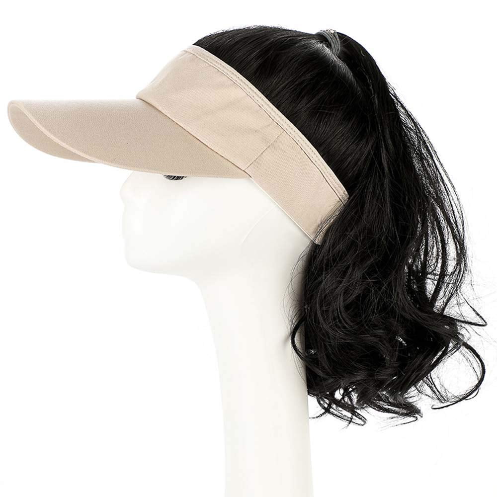 YEKEYI Outdoor Wig Hat with Hair Ponytail Baseball Cap with Wavy