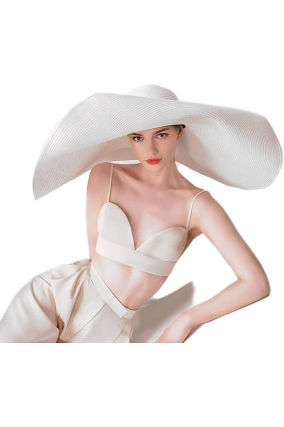 Oversized Beach Straw Hats for Women Floppy, Extra Large Sun Visor Hat Wide Brim Summer Roll Up Big Beach Hat Women Foldable