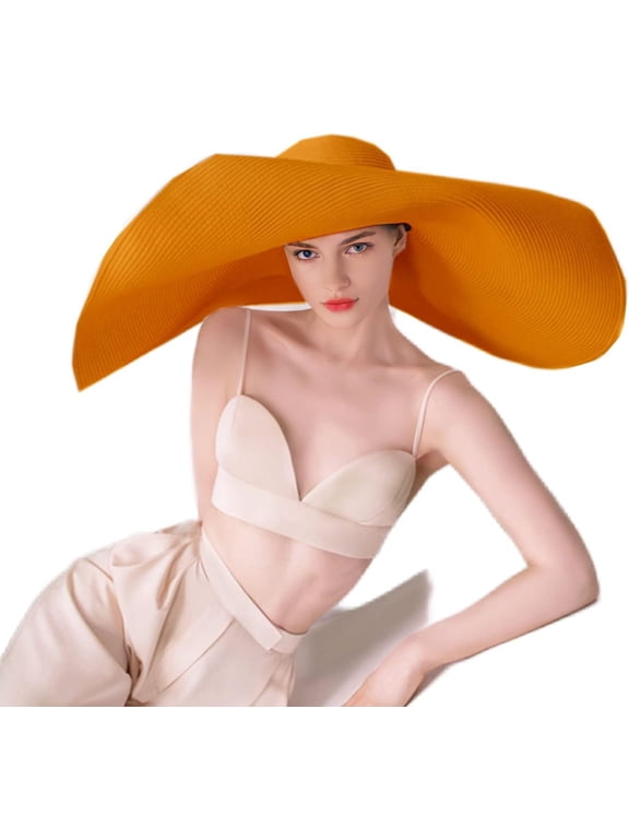 Oversized Beach Straw Hats for Women Floppy, Extra Large Sun Visor Hat Wide Brim Summer Roll Up Big Beach Hat Women Foldable