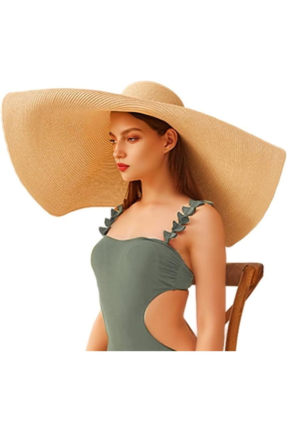 Oversized Beach Straw Hats for Women Floppy, Extra Large Sun Visor Hat Wide Brim Summer Roll Up Big Beach Hat Women Foldable