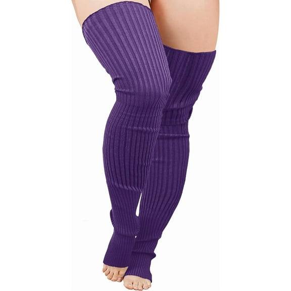YEKEYI Plus Size Knit Leg Warmer Women Thick Thigh High Boot Extra Long Large Socks
