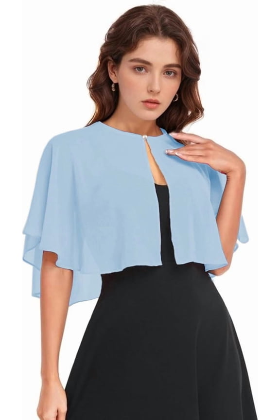 Soft Chiffon Shawl Wraps Shrug for Evening Dress Wedding Vintage Style Cape for Women