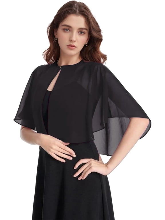 Soft Chiffon Shawl Wraps Shrug for Evening Dress Wedding Vintage Style Cape for Women