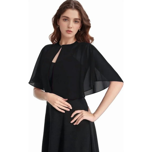 YEKEYI Soft Chiffon Shawl Wraps Shrug for Evening Dress Wedding Vintage Style Cape for Women