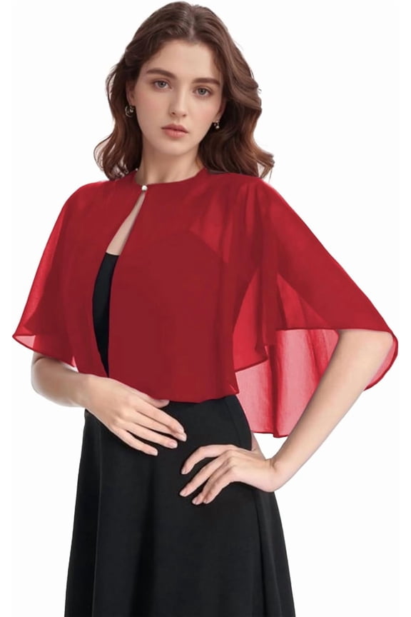 Soft Chiffon Shawl Wraps Shrug for Evening Dress Wedding Vintage Style Cape for Women
