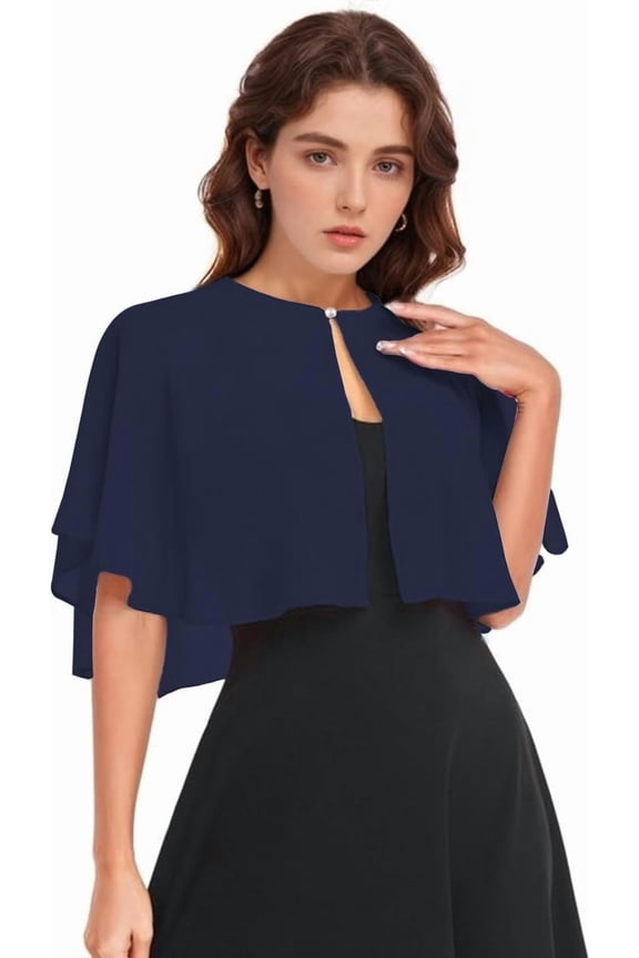 Soft Chiffon Shawl Wraps Shrug for Evening Dress Wedding Vintage Style Cape for Women