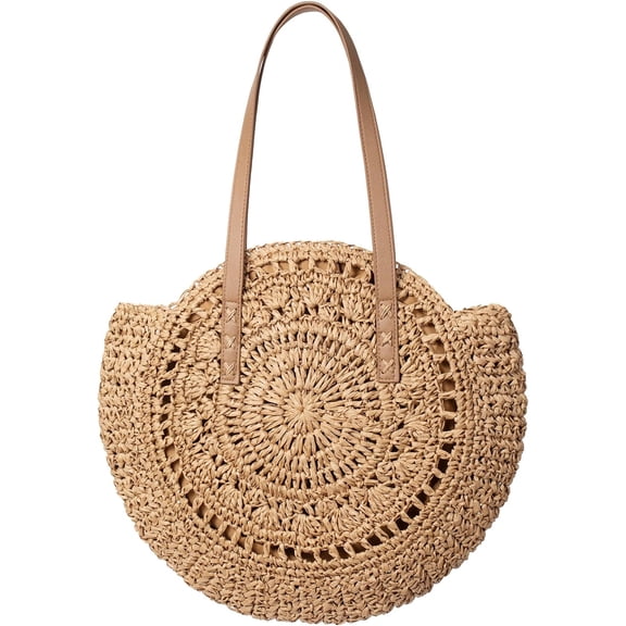 YEKEYI Straw Beach Bags for Women - Women Beach Handmade Woven Tote Bag, Summer Mesh Hollow Shoulder Bag for Holiday