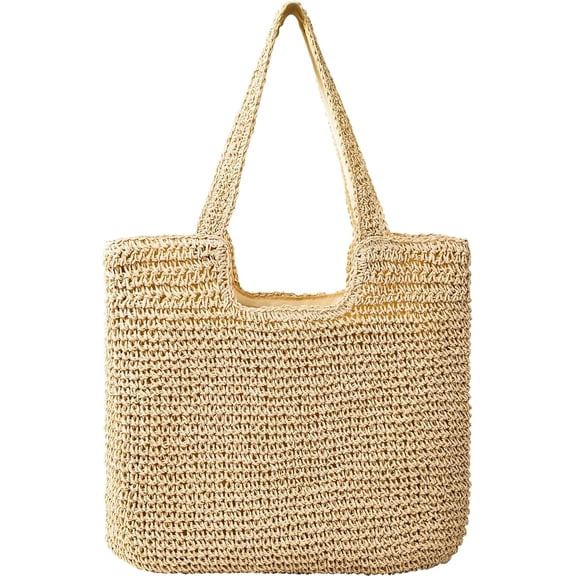 YEKEYI Straw Beach Bags for Women - Women Beach Handmade Woven Tote Bag, Summer Mesh Hollow Shoulder Bag for Holiday