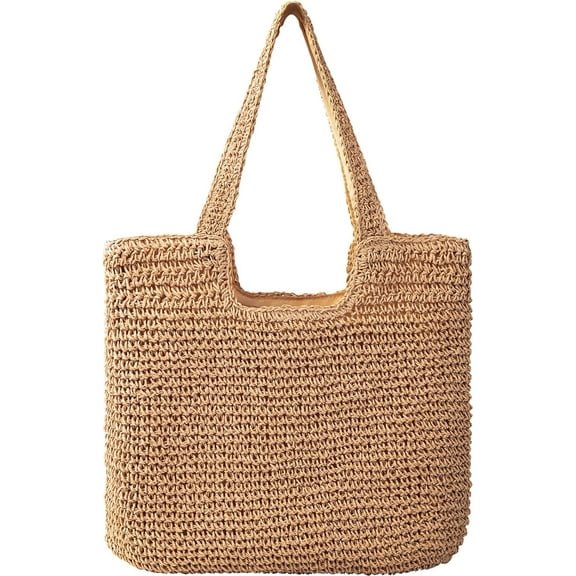 YEKEYI Straw Beach Bags for Women - Women Beach Handmade Woven Tote Bag, Summer Mesh Hollow Shoulder Bag for Holiday