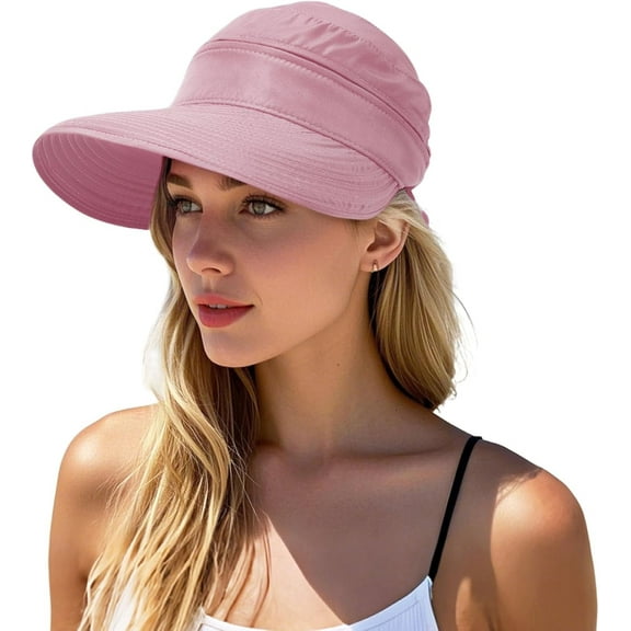 YEKEYI Sun Hat for Women UV Protection Visor Hats Wide Brim Sun Hats Ponytail for Summer Beach Tennis Golf Garden