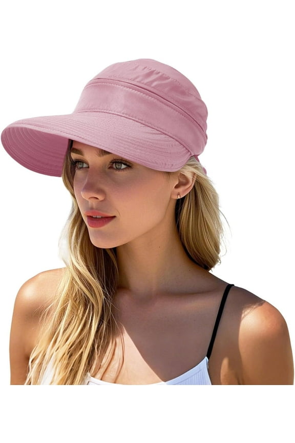 Sun Hat for Women UV Protection Visor Hats Wide Brim Sun Hats Ponytail for Summer Beach Tennis Golf Garden