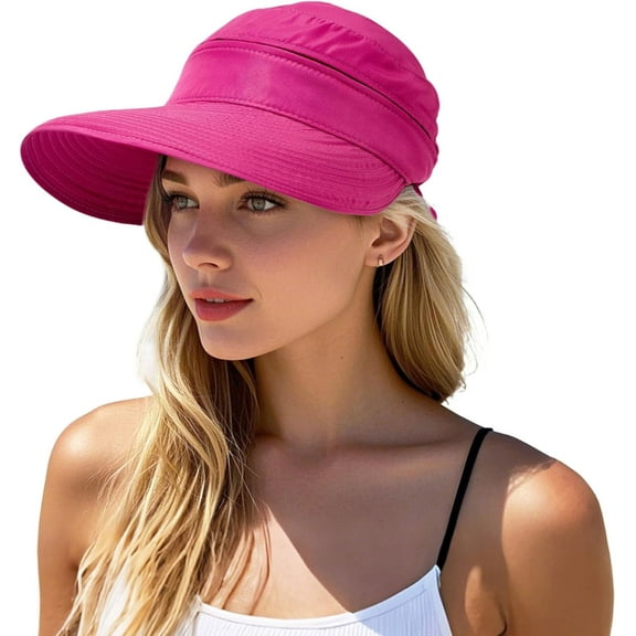 YEKEYI Sun Hat for Women UV Protection Visor Hats Wide Brim Sun Hats Ponytail for Summer Beach Tennis Golf Garden