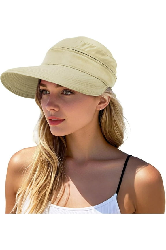 Sun Hat for Women UV Protection Visor Hats Wide Brim Sun Hats Ponytail for Summer Beach Tennis Golf Garden