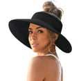 thumbnail image 1 of YEKEYI Sun Hats for Women Wide Brim Beach Hat Straw Visor Ponytail Summer UV Packable Foldable Beach Vacation Essentials, 1 of 7