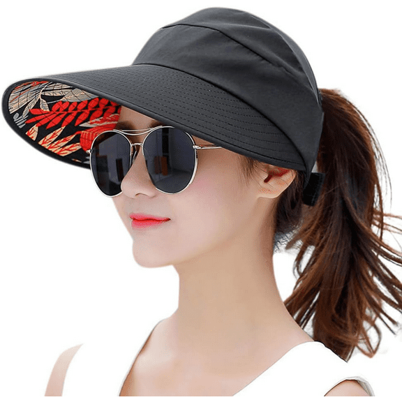 YEKEYI Sun Hats for Women Wide Brim UV Protection Sun Hat Summer Beach Packable Visor Sun Visor Hats Women Large Brim Summer UV Protection Beach Cap