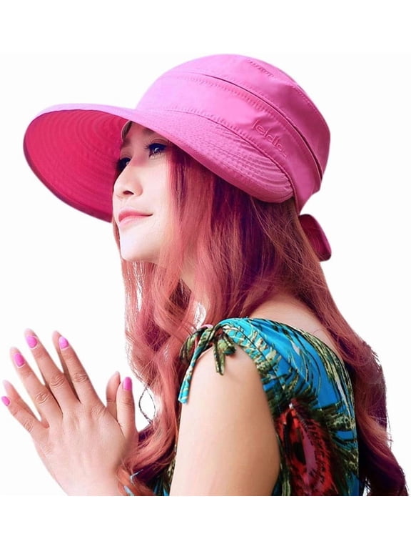 Sun Hats for Women with UV Protection Wide Brim Sun Hat Visor Summer Beach Outdoor Foldable Womens Cap