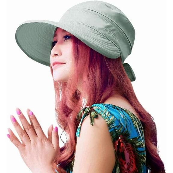 YEKEYI Sun Hats for Women with UV Protection Wide Brim Sun Hat Visor Summer Beach Outdoor Foldable Womens Cap