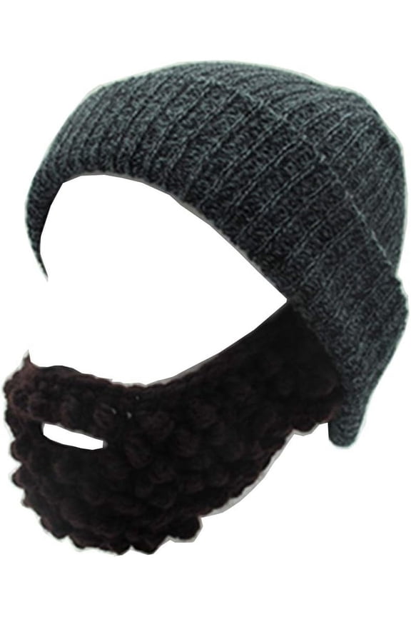 Unisex Wacky Beard Hat Knit Funny Beanie Halloween Cap Wind Mask