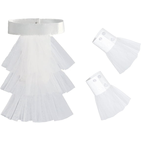 YEKEYI Wedding Dress for Women False Collar Wrist Cuffs for Wedding Fake Sleeve Cuffs Collar Half Shirt Collar