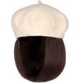 thumbnail image 1 of YEKEYI Wig Hat Wool Berets Extensions Stretchable Solid Cap Attached with Hair Straight Bob Synthetic Hairpiece Cap, 1 of 7