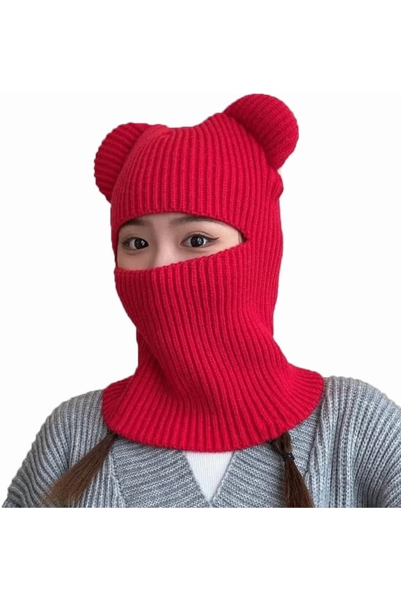 Winter Hat Warm Hooded Scarf Hat Balaclava Knit Skull Beanie Hat for Women Girls