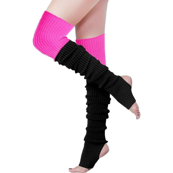 YEKEYI Women Girls Thigh High Neon Ribbed Long 80s 90s Party Skating Leg Warmers