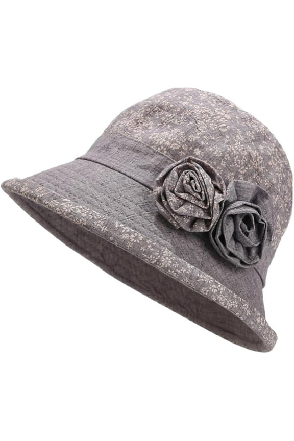 Women's Cotton Linen Bucket Hat Big Brim Hat Summer Sun Beach Cap Visor Sunhat