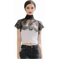YEKEYI Women's Lace Shoulder Wrapped Fake Collar Multifunctional Base Decoration Collar Pullover Lace High Collar