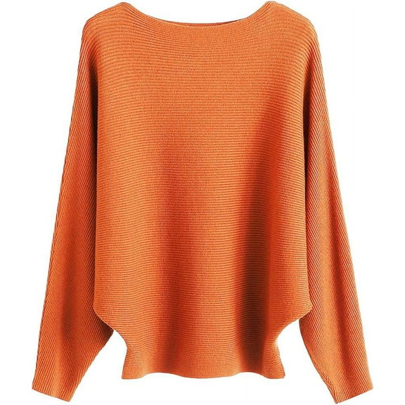 YEKEYI Womens Lightweight Oversized Boat Neck Sweaters Tops Dolman Batwing Sleeve Ribbed Knitted Pullovers