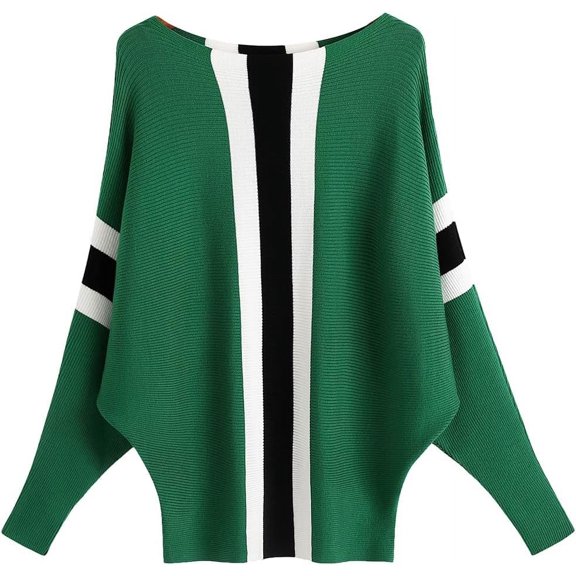 YEKEYI Womens Lightweight Oversized Boat Neck Sweaters Tops Dolman Batwing Sleeve Ribbed Knitted Pullovers