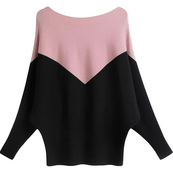 YEKEYI Womens Lightweight Oversized Boat Neck Sweaters Tops Dolman Batwing Sleeve Ribbed Knitted Pullovers
