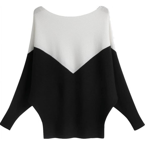 YEKEYI Womens Lightweight Oversized Boat Neck Sweaters Tops Dolman Batwing Sleeve Ribbed Knitted Pullovers