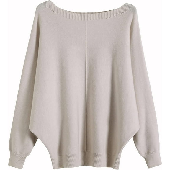 YEKEYI Womens Lightweight Oversized Boat Neck Sweaters Tops Dolman Batwing Sleeve Ribbed Knitted Pullovers