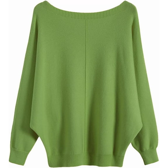 YEKEYI Womens Lightweight Oversized Boat Neck Sweaters Tops Dolman Batwing Sleeve Ribbed Knitted Pullovers
