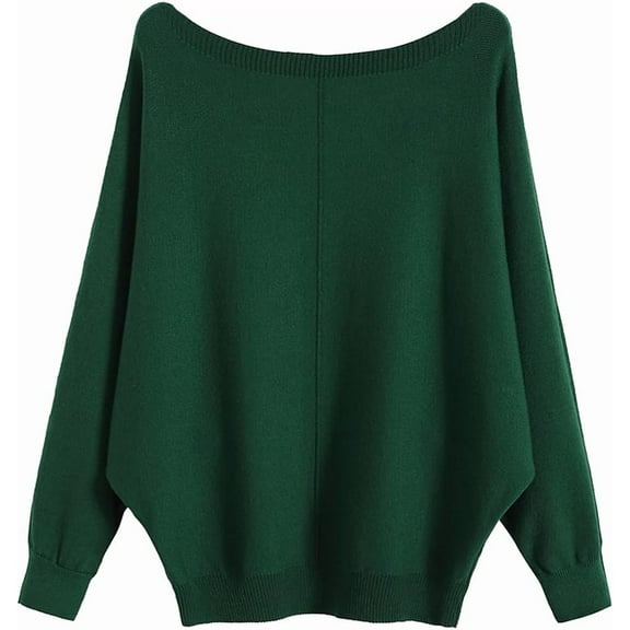 YEKEYI Womens Lightweight Oversized Boat Neck Sweaters Tops Dolman Batwing Sleeve Ribbed Knitted Pullovers