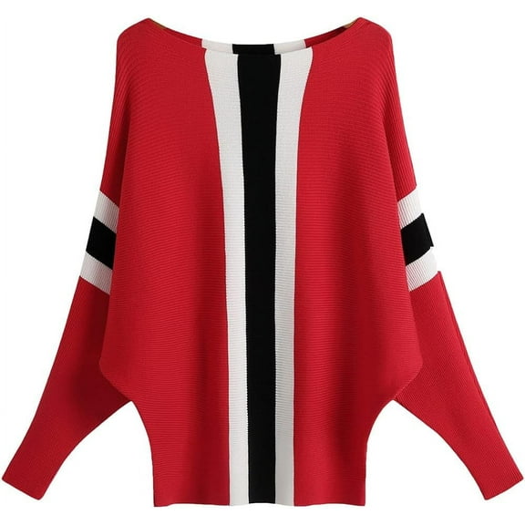 YEKEYI Womens Lightweight Oversized Boat Neck Sweaters Tops Dolman Batwing Sleeve Ribbed Knitted Pullovers