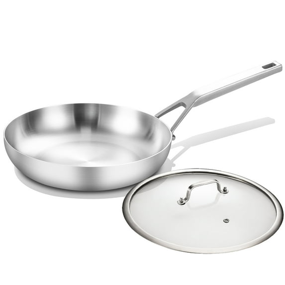YEKSUM Tri-Piy Stainless Steel Cookware 10inch Frying Pan, Egg Pan,Omelette Pan, Dishwasher Safe,Oven Safe Skillet,Cooking pan,Non-Toxic,Sauitable for Kitchen