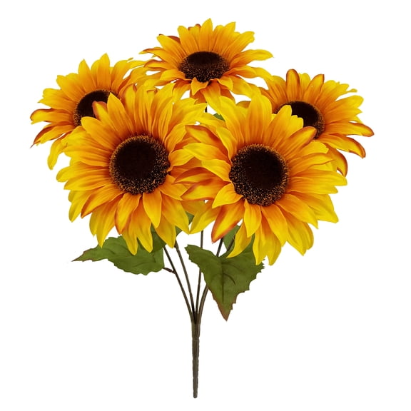 Mainstays 18''H Indoor Decorative Artificial Sunflower Bush in Vivid Yellow.