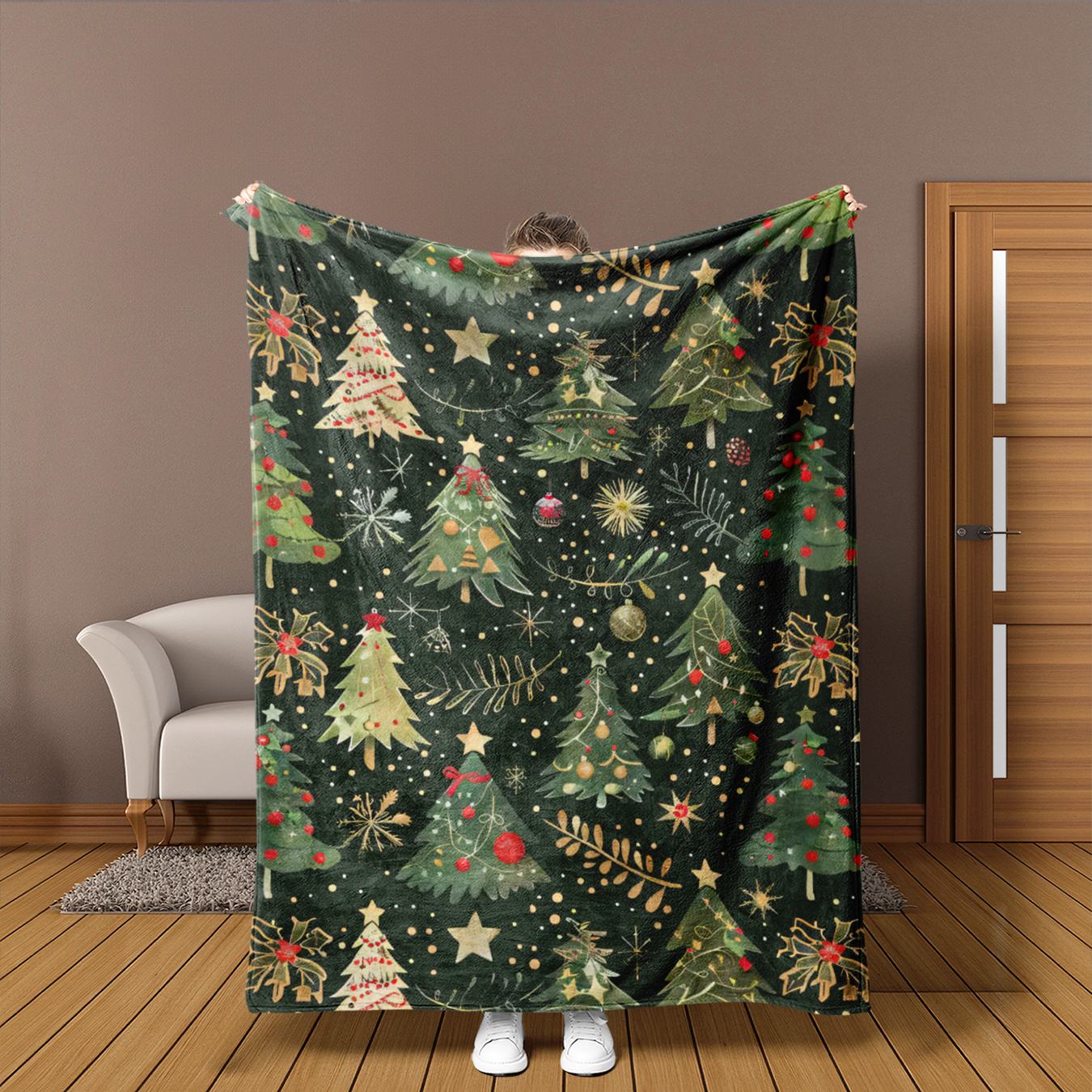 YELEE Thorw Blanket Unique Gifts for Christmas Green Xmas Tree Soft Cozy Blanket Meaningful Present for Christmas Family Party 50"x60"