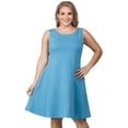 thumbnail image 1 of YELETE Lady's Sleeveless Comb-Cotton A-Line Dress with Pockets, Slate Blue 2XL, 1 of 4