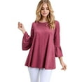 thumbnail image 1 of YELETE Women's 3/4 Bell Sleeve Top / Burgundy M, 1 of 4