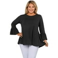 thumbnail image 1 of YELETE Women's 3/4 Bell Sleeve Top - Plus Size, Charcoal 3XL, 1 of 4