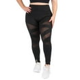 thumbnail image 1 of YELETE Women's Active Mesh Striped Single Pocket Leggings Black XL, 1 of 4