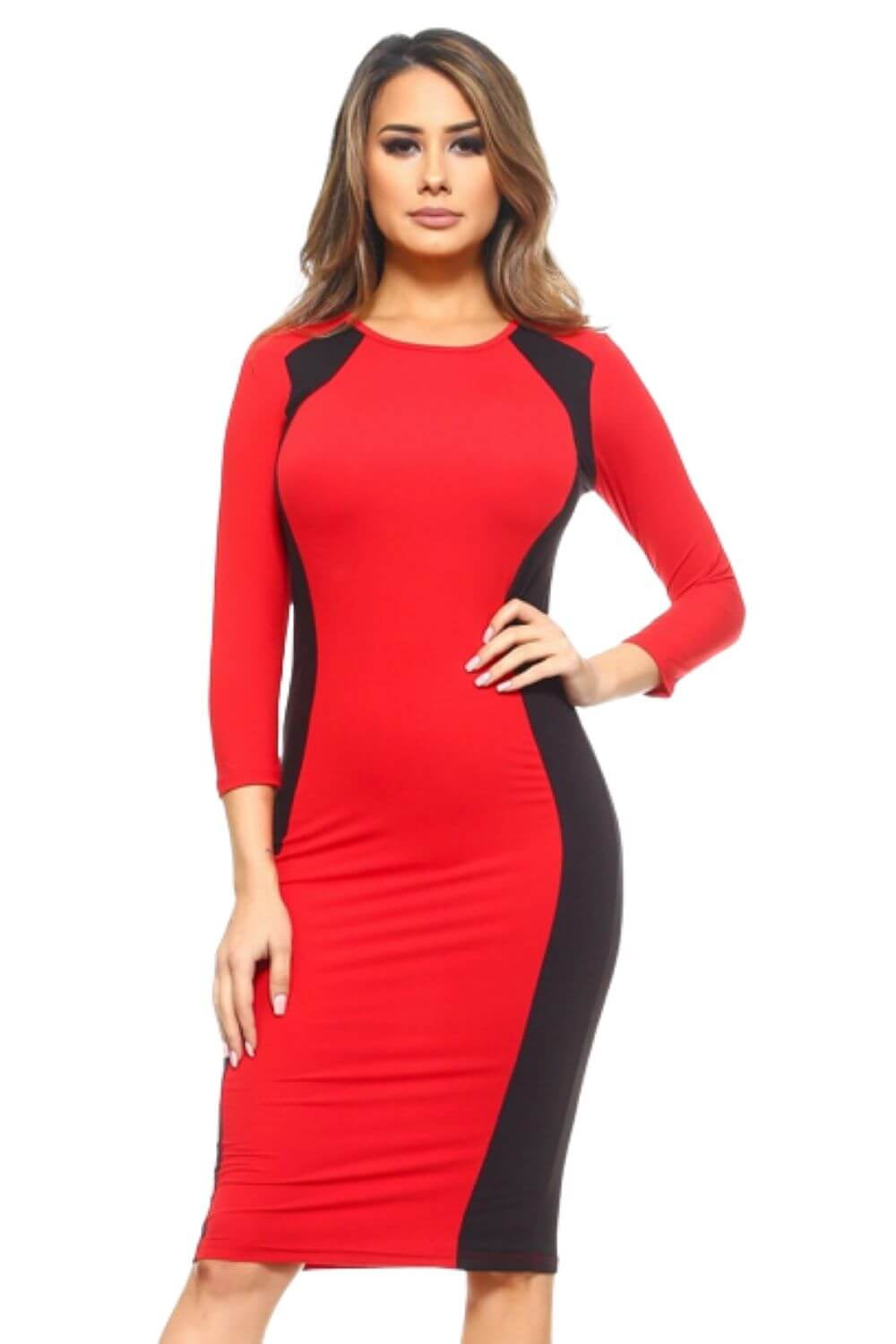 red black colorblock dress 1940s Sawtooth Color Block Dress