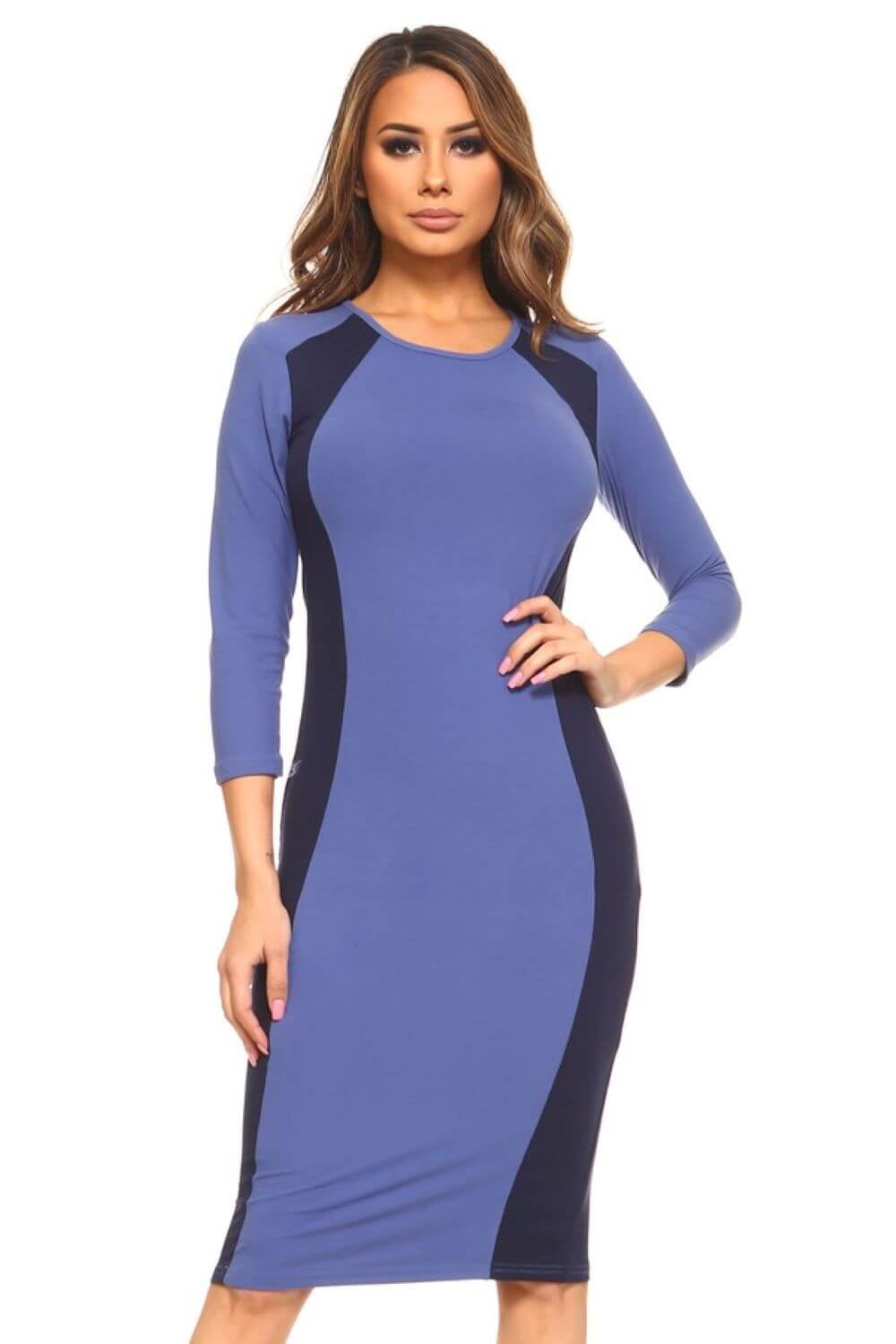 slate blue midi dress Tribal Slatebrook Crinkle Knit Midi Dress – Slate Blue | The Pink Nickel –  Women's Clothing Boutique main image 0