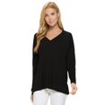 thumbnail image 1 of YELETE Women’s Keep it Classy V-Neck Long Sleeve Top, Black S, 1 of 4