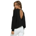 thumbnail image 1 of YELETE Women’s Oshun Cutout French Terry Long Sleeve Top, Black S, 1 of 4