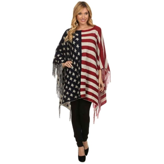 YELETE Women's Poncho, Fashion 4th of July, One Size