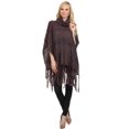 thumbnail image 1 of YELETE Women's Poncho, Twist Knit Fringed Hem, Wine Red, One Size, 1 of 4