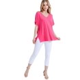 thumbnail image 1 of YELETE Women's Short Sleeve V-Neck Oversized Top, Fuchsia M, 1 of 4